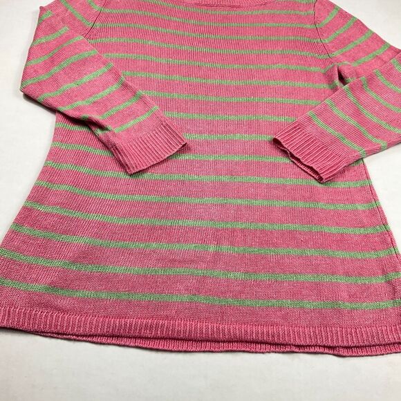 Talbots Linen Tunic Sweater Striped Long Sleeve Coastal Casual Pullover MEDIUM - Picture 2 of 10